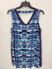 Olive and Oak Dress Womens Small Blue Hawaiian Sleeveless Artsy Aztec Boho