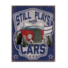 Still Playing with Cars Metal Sign Reproduction 41cm x 32cm