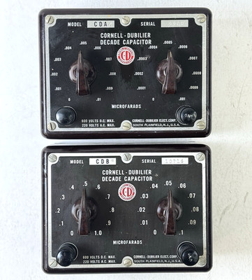 Vintage Cornell Dubilier Decade Capacitor CDA5 and CDB5 Capacitance Box x2 USA