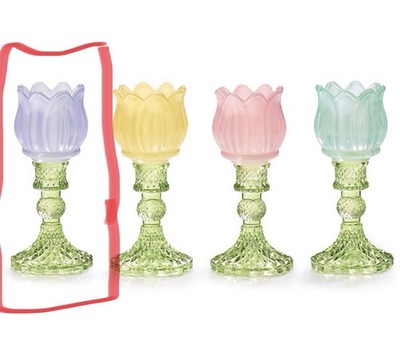 Decorative Glass Tulip Tea Light Candle Holder - Purple New