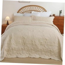 Oversized King Quilt California King Size Super King 120"x128" Style4 Beige
