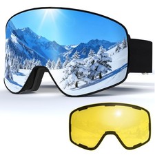 SKi Goggles,Frameless Snowboard Goggles with 2 UV400 Magnet Ski Lenses,YH212 ...