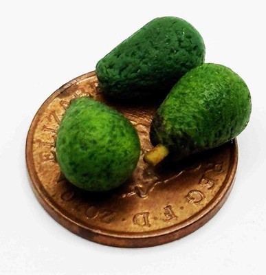 Puppenhaus Obst Avocados 3 ganze Maßstab 1:12 Küche Gemüse Zubehör Tumdee