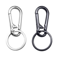 BrainKer 2 Pcs Zinc Keychain Medium Silver black steel, Silvery  Black Steel