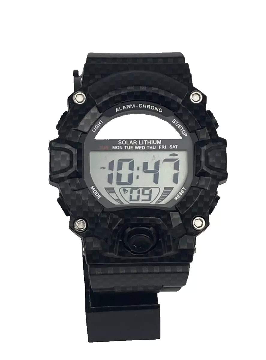 Mens Sport Watch Solar Lithium Alarm Chrono WR 50 M Running