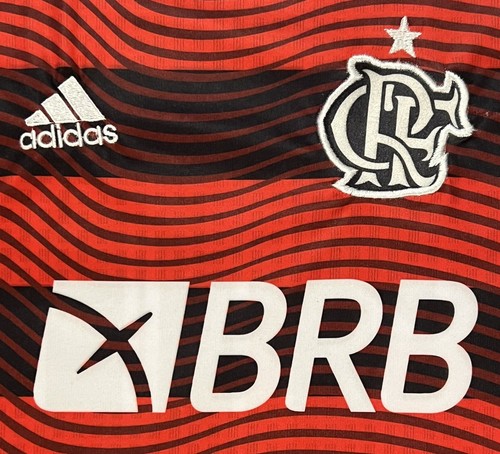 CR Flamengo Home Libertadores Soccer Jersey Adidas Brazil Red/Black Mens L #14 - Picture 3 of 7