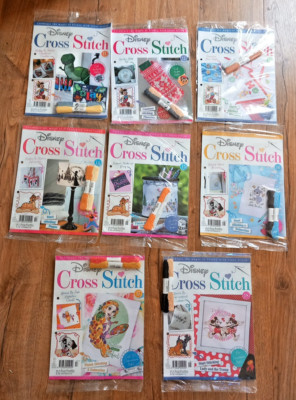 Hachette Disney Kreuzstich Zeitschriften m. Fäden x 8 Ausgaben Nummer 11 bis 18 Neu