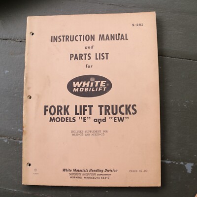 WHITE Forklift MODEL E WE Parts Manual book catalog spare list truck instruction