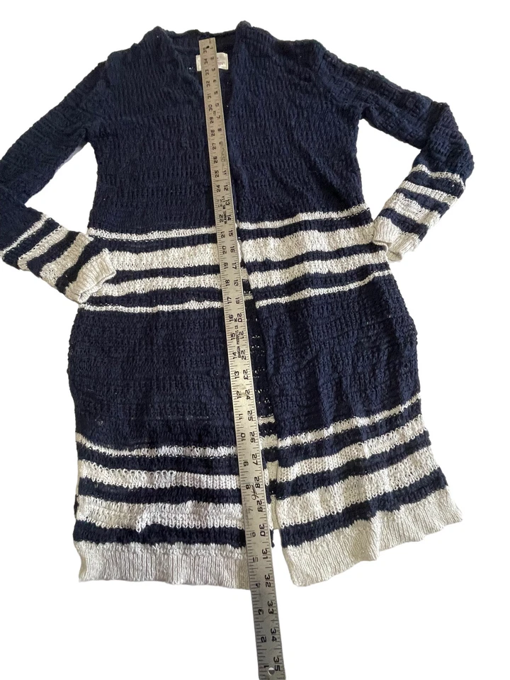 Suéter Cárdigan Justice Open Azul Marino Blanco Hilo Metálico Talla 14 Foto 3 de 4