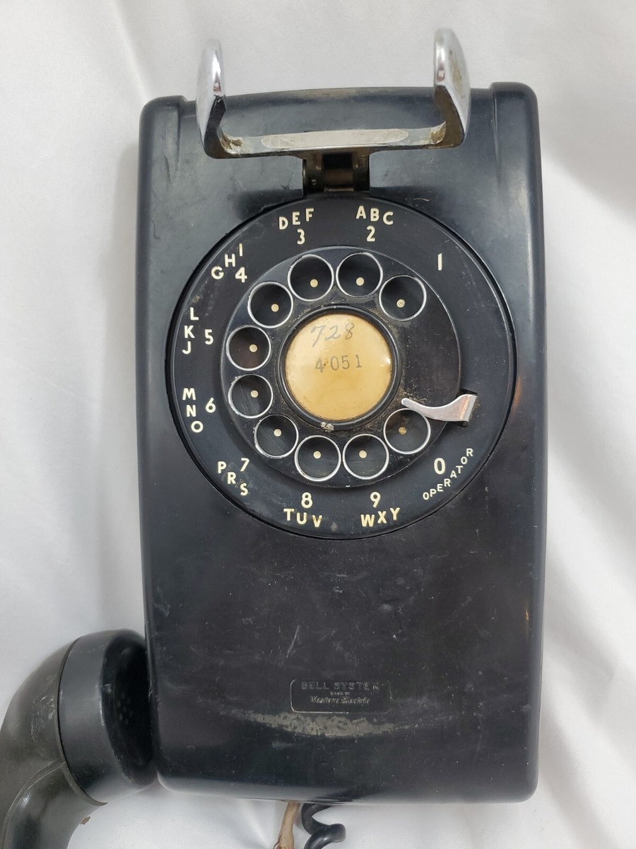 貴重！60’s～70'sアメリカアンティーク　JHON WESLEY壁掛けUSA 1960 Western Electric Model 554 Black Rotary Dial Wall Phone