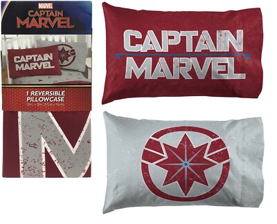 Marvel Captain Marvel Reversible Pillowcase Standard Size 20'' x 30'' Set of 2 