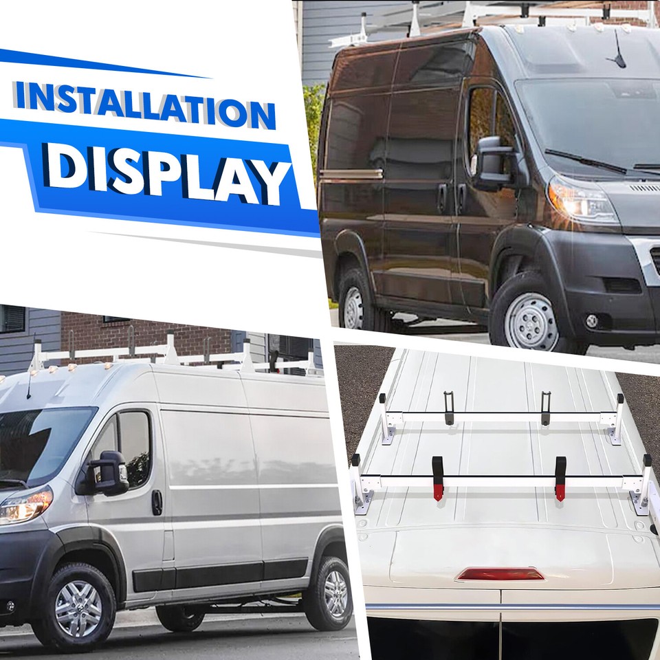 Cargo Van Roof Ladder Rack W/ Roller for RAM ProMaster 2013-2025 White ...