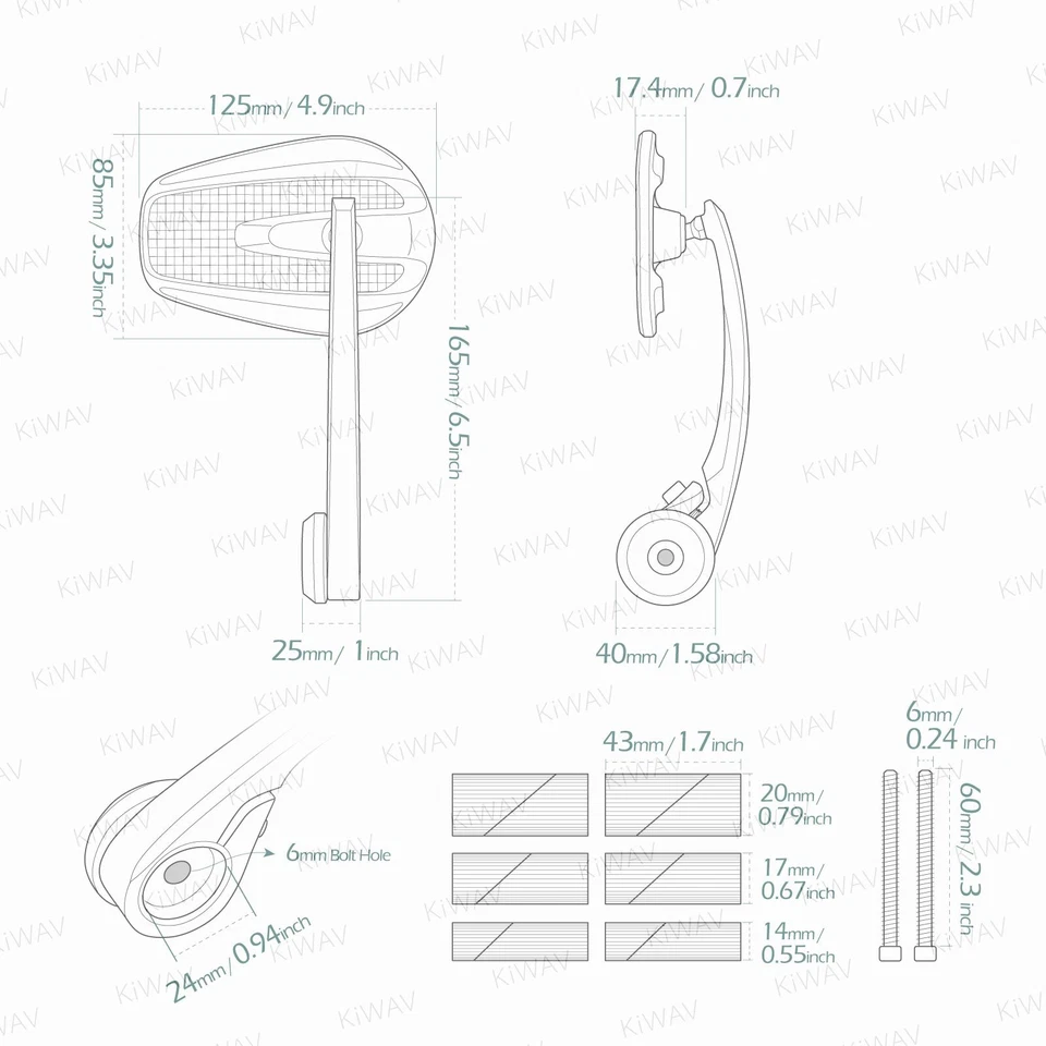 Espejos retrovisores de extremo de barra negros carbono real peso pesado barra hueca ID 14-24mm se adapta a Ducati Foto 2 de 4