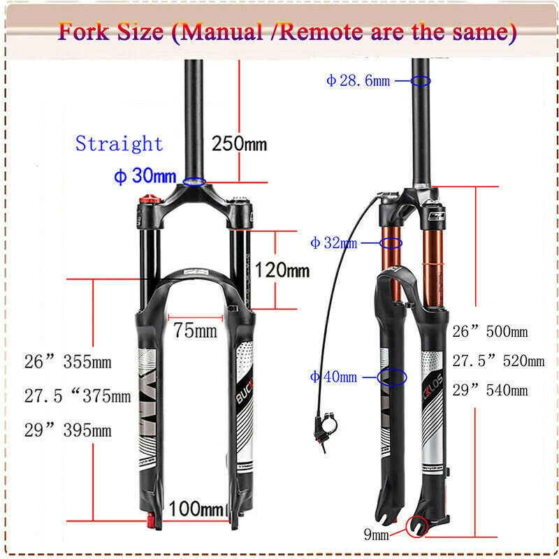 BUCKLOS 26/27.5/29" XCM/XCT/XCR Bike Suspension Fork 120/100mm Straight/Tapered - Image 4 of 4