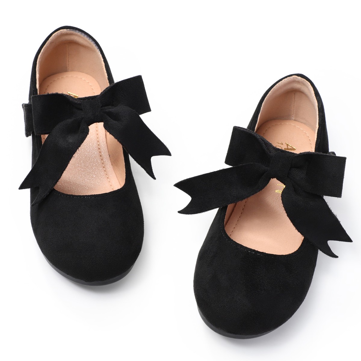 Kids Little Girls Mary Jane Flats Soft Round Toe Dress Shoes with Satin  Bowknot