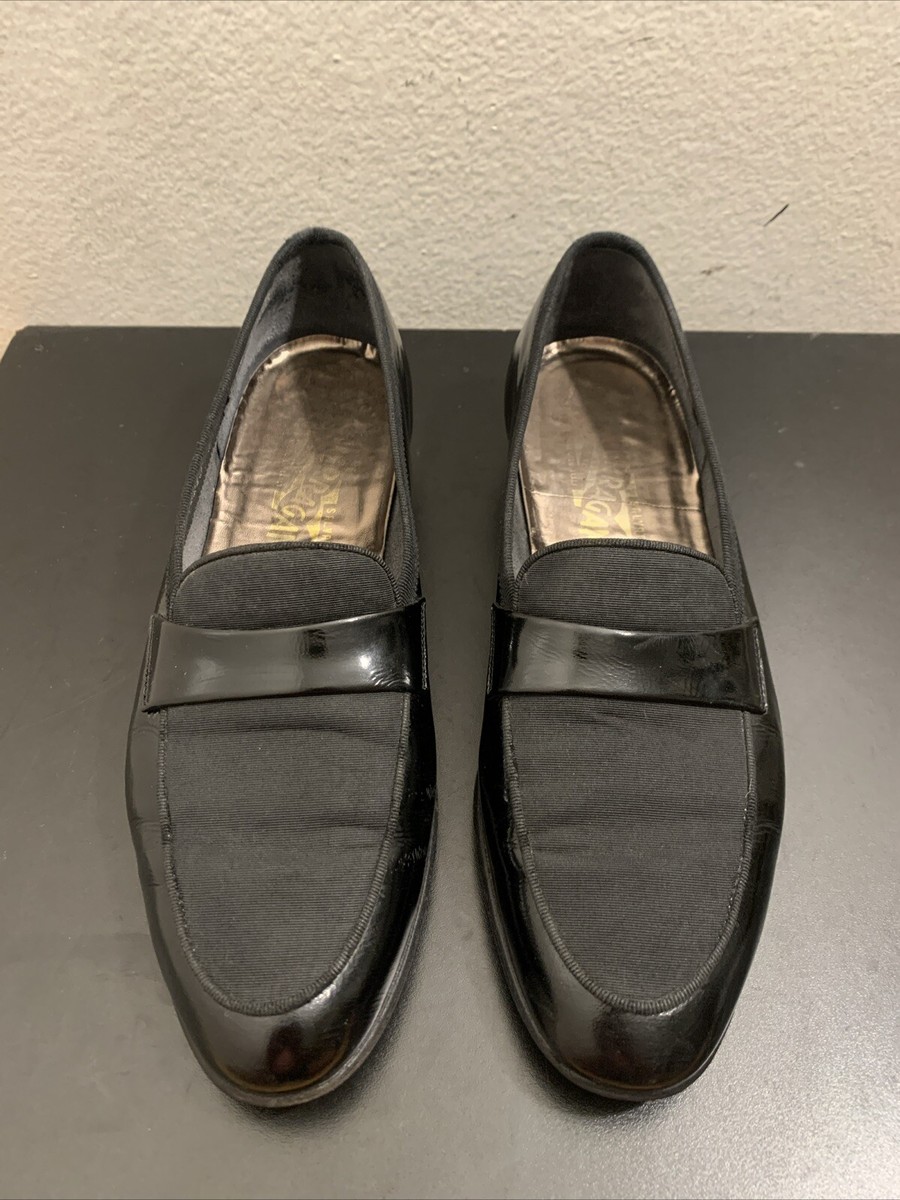 Salvatore Ferragamo Patent Leather Fabric Dress Loafers Slip 