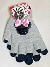 Girls disney minnie mouse gloves flip sequin black grey