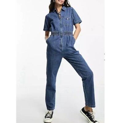 Dickies Denim Coverall - Houston Zip Jumpsuit - Size Large Blue