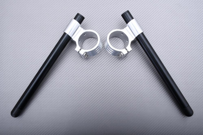 Demi-guidons surélevés 54mm bicolores argent-noir pour KTM SuperDuke 990 2005-2013