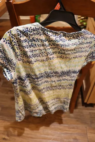 Ann Taylor  Womens Blouse Large Green Dots