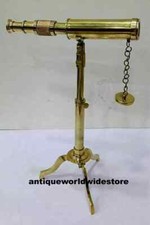 Antique Brass Telescope With Brass Stand Vintage Collectible Nautical Spyglass