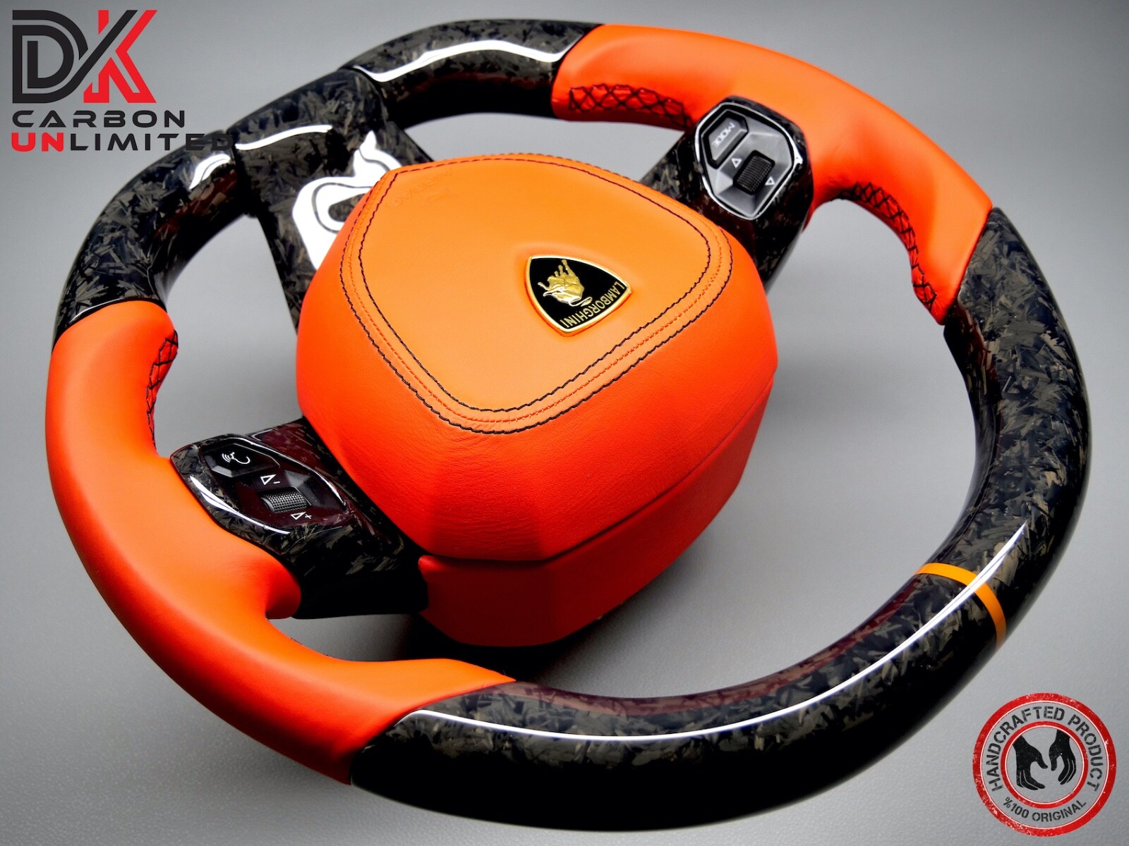 Lamborghini Aventador LP700 LP740 Arancio Dryope Forged Carbon Steering Wheel v2