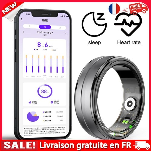 Smart Ring Fitness Tracker - Moniteur Sommeil, Oxygène Sanguin, IP68 - Neuf Avec Défauts