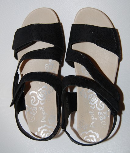 NIB Propét Women's Black Millie Open Toe Wedge Sandals with Buckle sz US 6.5 EE - Picture 2 of 14