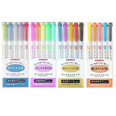 Zebra Mildliner Soft Color 4 set Pen Double-Sided Highlighter Pens 20 colors