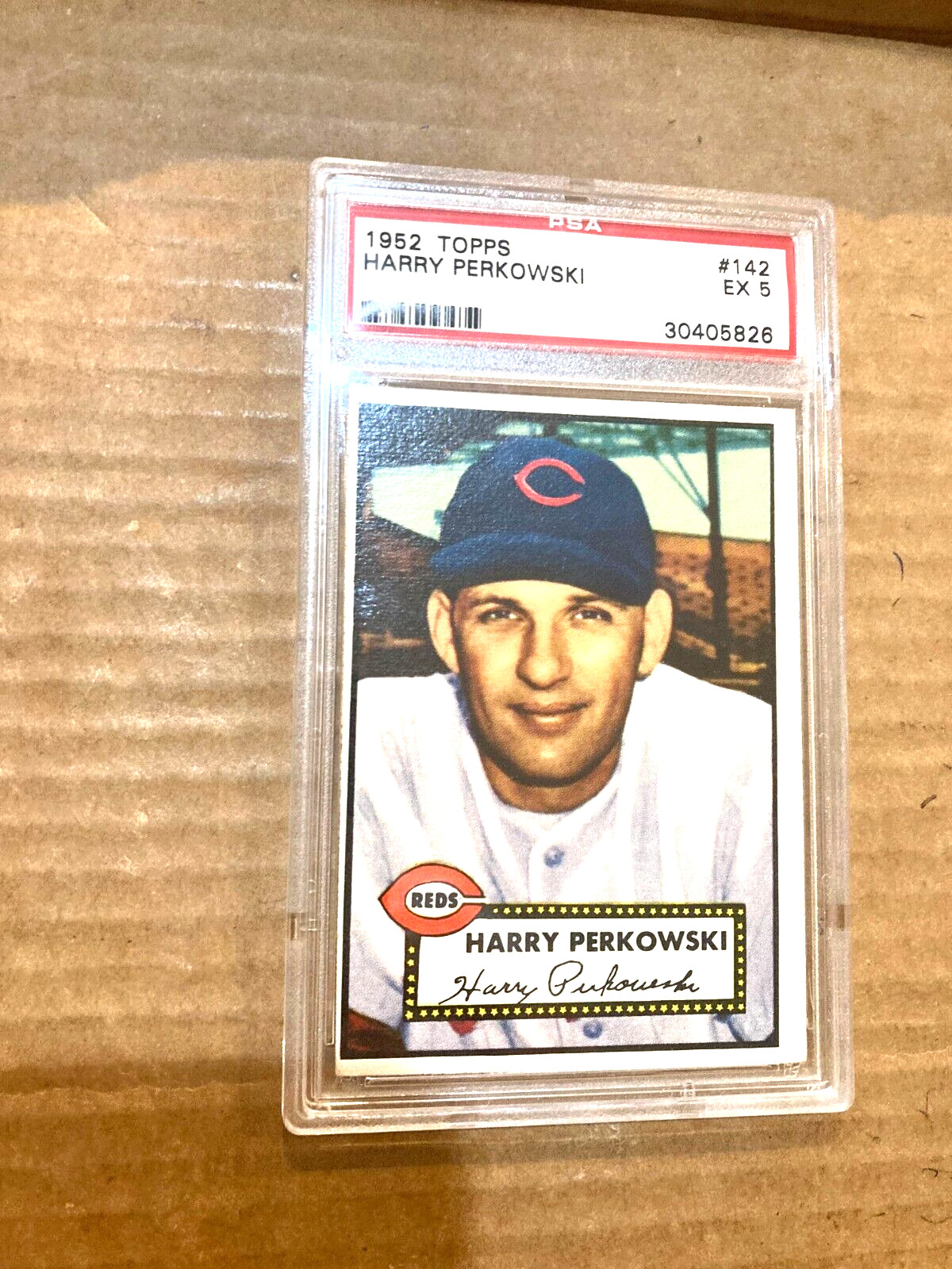 1952 Topps #142 Harry Perkowski ** PSA EX 5 ** Cincinnati Reds old baseball card