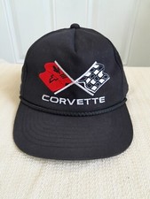 Vintage Youngan Hats Corvette Flag Hat Snapback Black