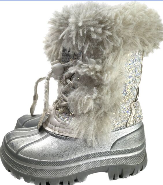 Girls London Fog Boots Toddler size 6 Sparkle Fur Warm Glitter Very Good