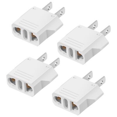 4 Pack European to US Plug Adapter, 220V to 110V Adapter Plug Converter
