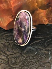 Grape Purple Charoite Oval Shadow Ring Size 9.5 Artisan Southwest