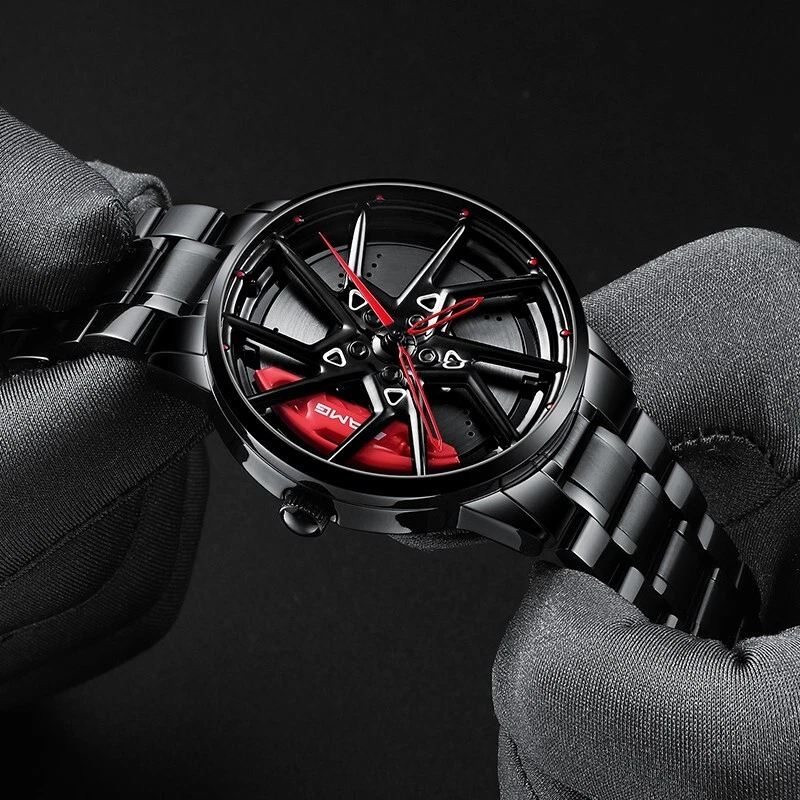 Relógio masculino de aço inoxidável roda Mercedes AMG quartzo impermeável clássico - Imagem 3 de 4