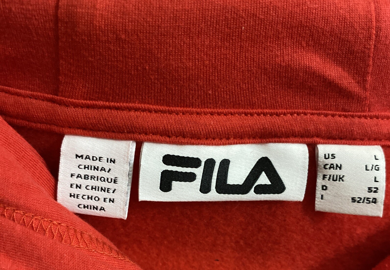 Felpa con cappuccio FILA grande rossa logo classico uomo nuova con etichette grafica nuova con etichetta