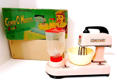 COMBI O-MIXERS 50s Exelo Japan vintage battery operated tin toy kitchen in box