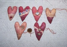 6-Valentine's Day-Primitive-Heart-Fussy Cut-Linen Cardstock-Gift-Hang-Tags