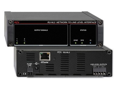 RDL RU-NL2 Network to Line Level Interface/Dante In/2 Balanced Line Out