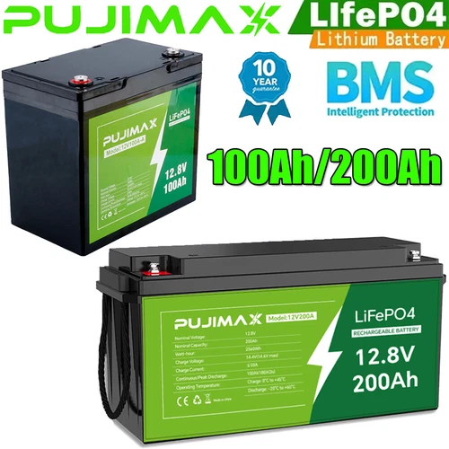 12V 100Ah/200Ah LiFePO4 Lithium Battery Built-in BMS for Home Energy Storage NEW