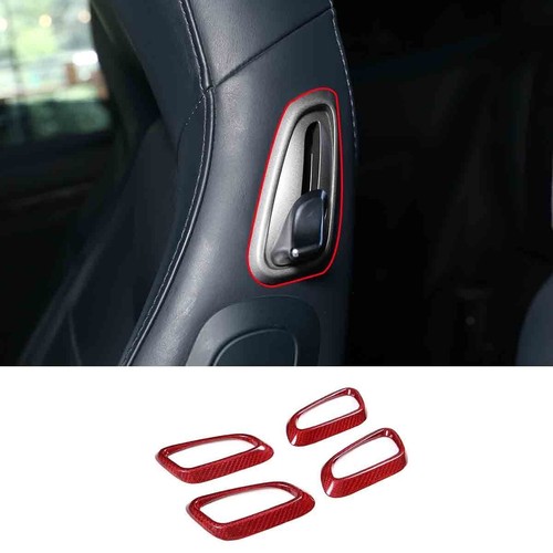 Cubierta de botón de ajuste de mango de asiento de fibra de carbono roja para Porsche 718 16-20 911 12-18 - Imagen 3 de 10