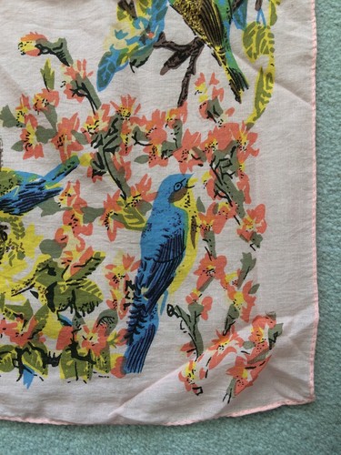 LARGE PINK 100% COTTON BIRD PRINT SHAWL WRAP SCARF 35" X 36" boho hippy - Picture 7 of 7