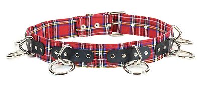Plaid Bondage Leather Punk, Metal,Thrash, Sid Vicious UK Style, Garage Band Rock