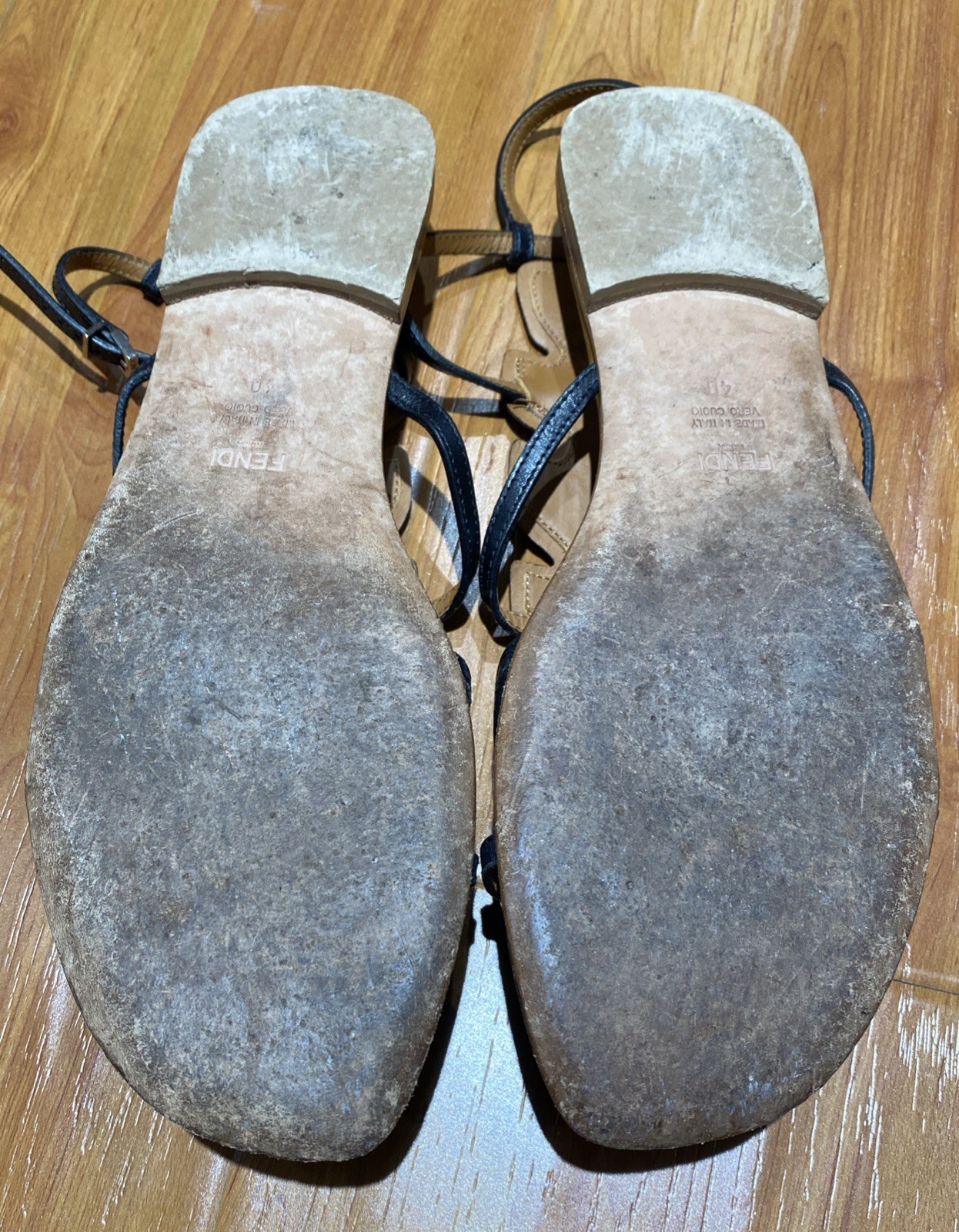 Fendi Python Detail Flat Leather Sandals Size 40 - image 9