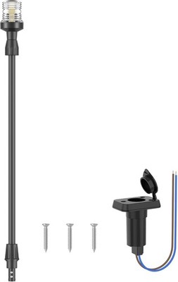 Boat Stern Lights, Telescoping Pole 27''-48'' LED Anchor Light with Base, 12V A...