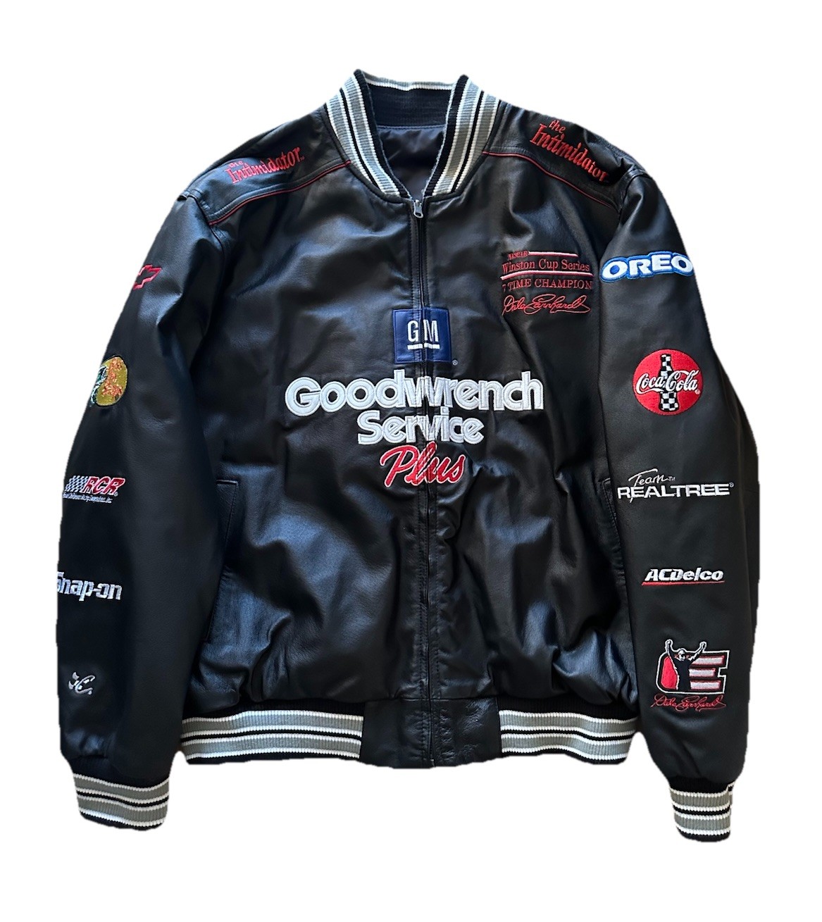 VTG 90s NASCAR Leather Jacket Dale Earnhardt Sr #3 Chase Authentics Reversible