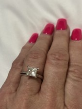 DI Princess Cut Diamond Solitaire Ring 14k White lab grown Gold EGL 2ct size 7 