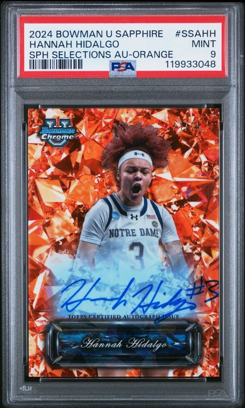 2024-25 Bowman Chrome Sapphire Hannah Hidalgo Selections Auto Orange /25 PSA 9
