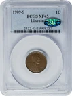 1909-S Lincoln Cent 1c XF45 PCGS ~ CAC 951316-17