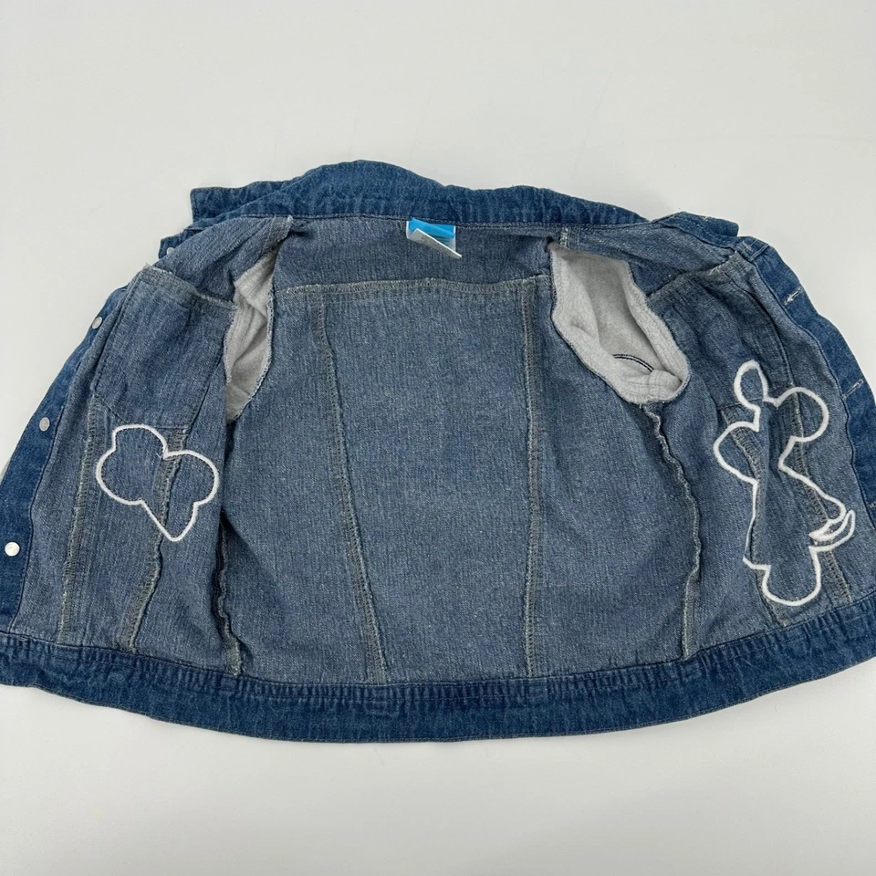 Disney Mickey Mouse Denim Chaqueta Niños 2T Azul Gris Con Capucha Botón a Presión Acogedora Cálida Foto 4 de 4